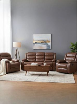 Living Sofá 3 Cuerpos Reclinable Roma Café + 2 Bergers KM060BR