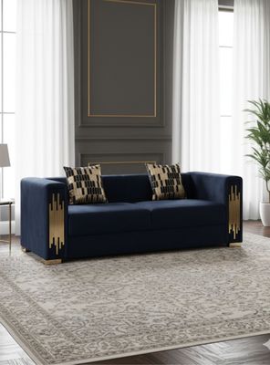 Sofá Elegante 3 Cuerpo Moderno Negro Spencer