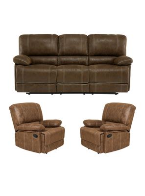 Imagen 2 del producto Living Sofá 3 Cuerpos Reclinable Castle Café + 2 Bergers 98023R4