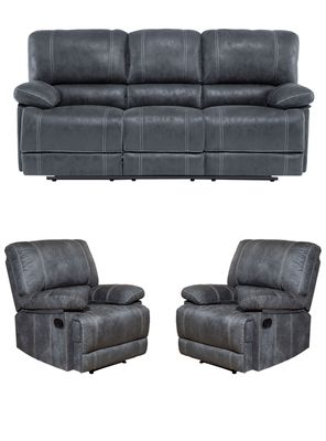 Imagen 2 del producto Living Reclinable Gris 1 Sofá 3 Cuerpos + 2 Bergers Castle Set98023GR