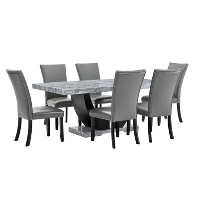 Imagen 2 del producto Juego de Comedor 6 Sillas Moderno Moon Mármol Gris D6058