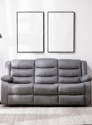 Sofá Gris Reclinable 3 Cuerpos Moderno Roma KM060SGR