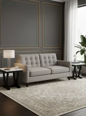 Set 2 Mesas Laterales Moderna de Lujo Mármol Blanco 4931L