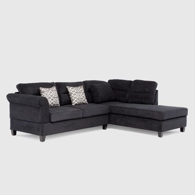 Sofá Seccional Derecho Tradicional Negro Nebraska KM107RBK