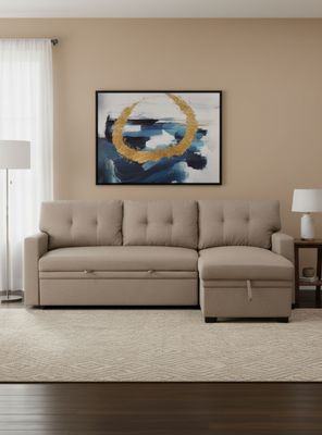 Sofá Seccional Cama 2 Plazas Lino Beige Sidney