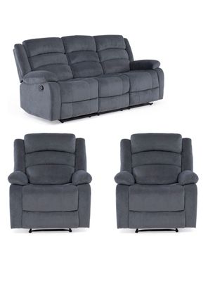 Living Reclinable Sofá 3 Cuerpos + 2 Bergers New Martell SET8040FF