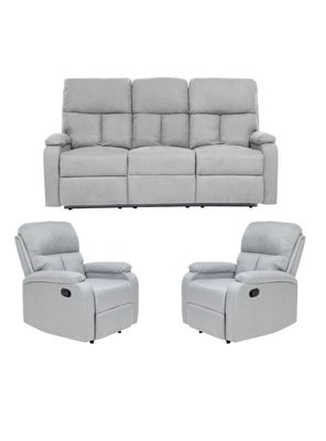 Imagen 2 del producto Living Sofá 3 Cuerpos Reclinable Matheus Gris + 2 Bergers VS8070GR