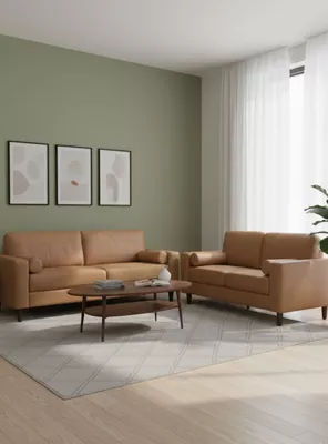 Imagen 1 del producto Living 1 Sofá 2 Cuerpo + 1 Sofá 3 Cuerpos Lousiana Vintage Cuero viejo Café SETJG800SL