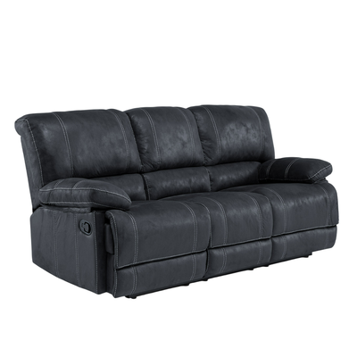 Sofá 3 Cuerpos Reclinable Cuero Viejo Gris Clásico Castle 98023SR4GR