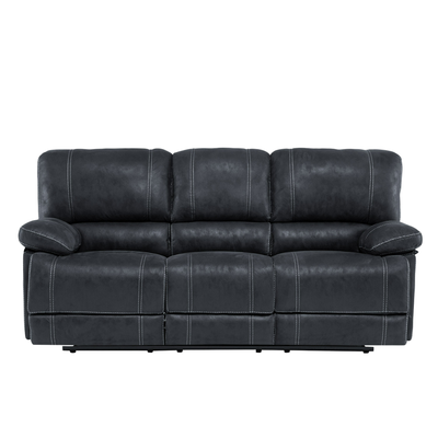 Imagen 2 del producto Sofá 3 Cuerpos Reclinable Cuero Viejo Gris Clásico Castle 98023SR4GR