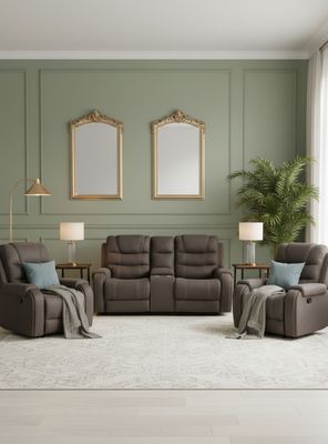 Living Reclinable Sofá 2 Cuerpos + 2 Bergers Gris Verona 6035LR