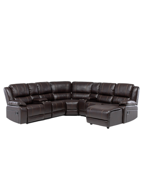 Sofá Seccional Café Moderno Derecho + 2 Consolas Royalty KM9026R