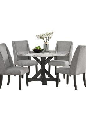 Juego de Comedor Redondo 4 Sillas Moderno Rodeus Mármol DC4093R