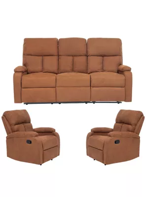 Living Reclinable Sofá 3 Cuerpos Café+ 2 Bergers Matheus VS8070BR