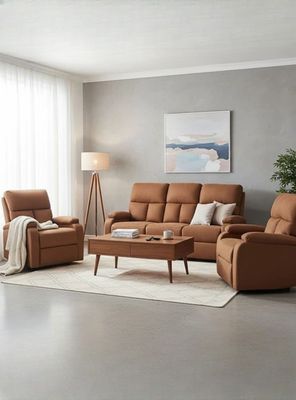 Imagen 1 del producto Living Reclinable Sofá 3 Cuerpos Café+ 2 Bergers Matheus VS8070BR