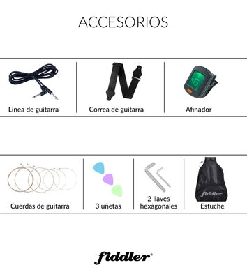 Imagen 2 del producto Combo Guitarra Eléctrica Negra + Amplificador Fiddler