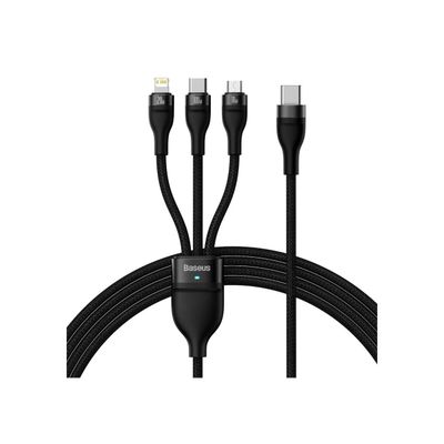 Cable 3 en 1 Type-C a MicroUSB+Lightning+USB-C 100W 1.5m Neg