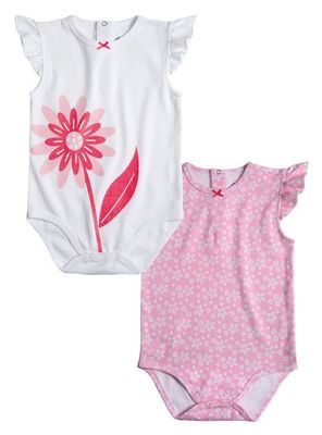 Pack 2 Body Bebé Niña Algodón Manga Corta y Estampado