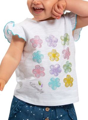 Imagen 1 del producto Polera Bebé Niña Algodón Manga Corta con Estampado y Glitter