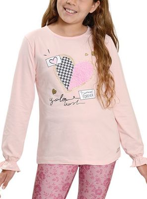 Polera Niña Aplicación y Glitter Corazón