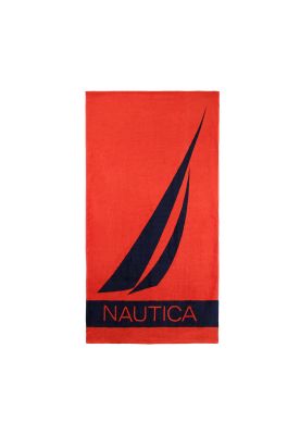 Toalla de playa Nautica 100% Algodón 160x80 diseño vela rojo