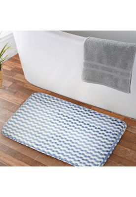 Imagen 2 del producto Alfombra de Baño Memory Foam 40x60 cm Cuadros Azul