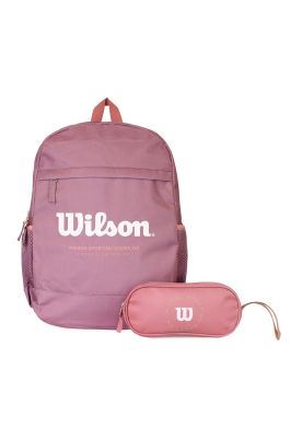 Pack Wilson mochila Atom lila + estuche Charlotte rosado