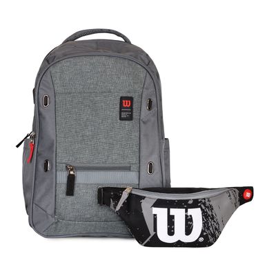 Pack Wilson mochila Seul gris + banano Oslo negro