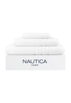 Imagen 1 del producto Set 3 Toallas Nautica SIGNATURE Cara+mano+cuerpo 100% algodón alta calidad blanco