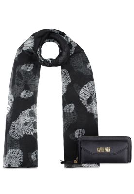 Pack Billetera Aria negra + Pañuelo Omani negro Carven