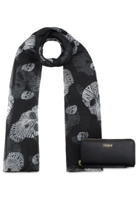 Pack Billetera Jaeda negra + Pañuelo Omani negro Kenneth Cole