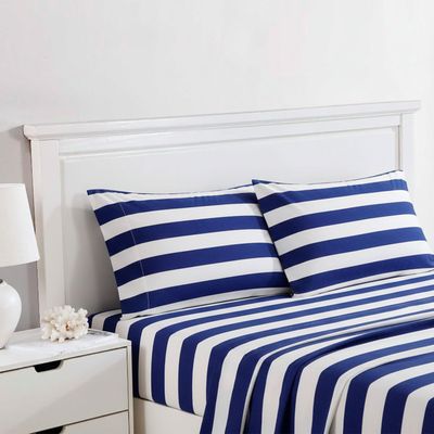 Imagen 2 del producto Juego de sábanas Nautica 4 piezas microfibra 2 plazas diseño azul marino