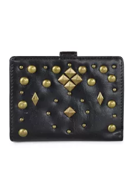 Billetera de mujer negra con tachas Kubayoff