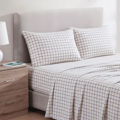 Imagen 2 del producto Juego de sábanas Nautica 4 piezas microfibra king diseño a cuadros blanco