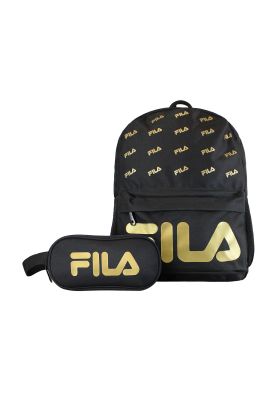Pack Fila Mochila 16lts Urbanix + Estuche Neceser Spark negro-gold