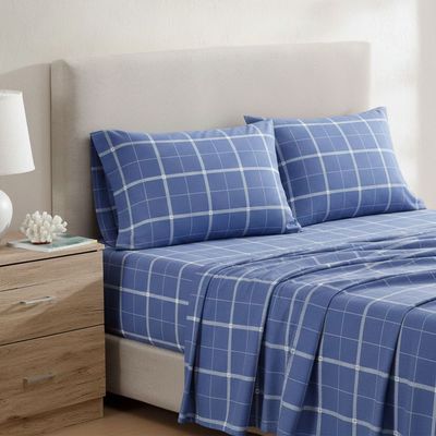 Imagen 2 del producto Juego de sábanas Nautica 4 piezas microfibra 2 plazas diseño a cuadros azul