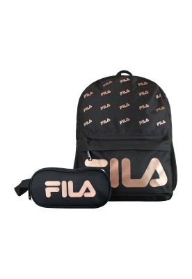 Pack Fila Mochila 16lts Urbanix + Estuche Neceser Spark negro-rose gold