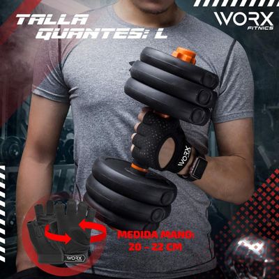 Imagen 2 del producto Guantes Gimnasio Entrenamiento Worx Pesas Gym L negro
