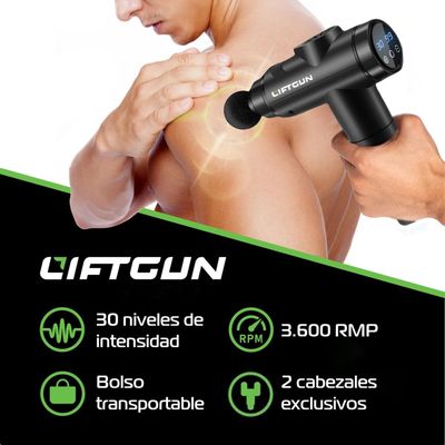 Imagen 2 del producto Masajeador Pistola Liftgun Pro 30 Niveles +LCD +8 Cabezales