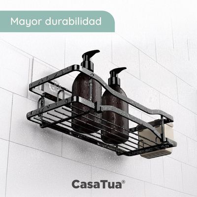 Imagen 2 del producto Organizador De Ducha Repisa Baño Jabonera Set 4 Inox Negro 2