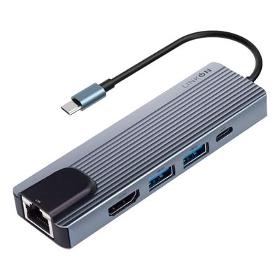 Hub Adaptador Usb Tipo C 5 En 1 Linkon Rj45 Para Mac Windows