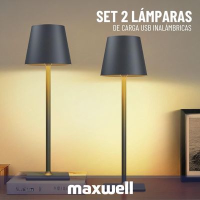 Imagen 2 del producto Lampara Led Mesa Set 2 Velador Escritorio Maxwell 2 Alturas