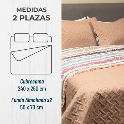 Imagen 2 del producto Cubrecama Cobertor Quilt Reversible+fundas Almohada 2 Plazas