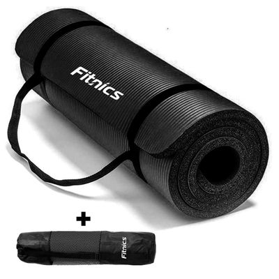 Mat Yoga Colchoneta Ejercicio Extra Grueso 15mm Bolso+Correa negro