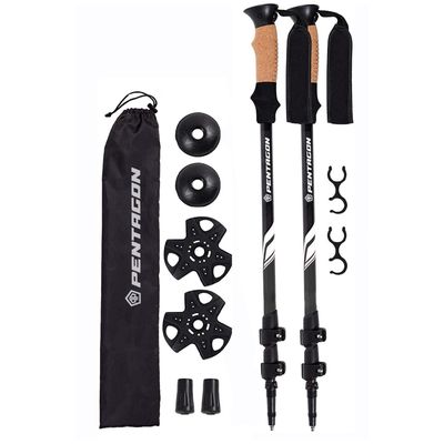 Bastones de Trekking Set de 2 Plegables Aluminio Pentagon negro