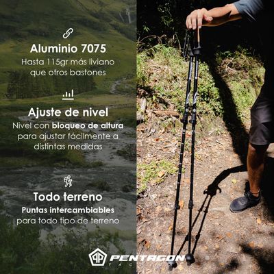 Imagen 2 del producto Bastones de Trekking Set de 2 Plegables Aluminio Pentagon negro