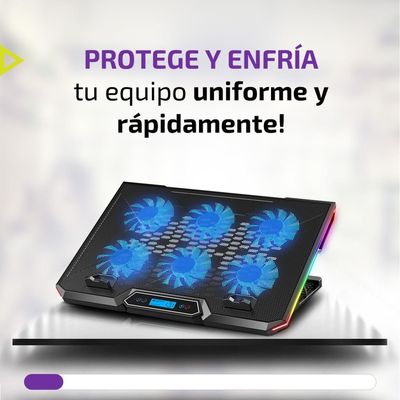 Imagen 2 del producto Base Ventilador Notebook Enfriador 6 Fans LCD RGB Hasta 17""