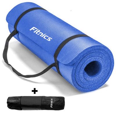 Mat Yoga Colchoneta Ejercicio Extra Grueso 15mm Bolso+Correa  rosa azul