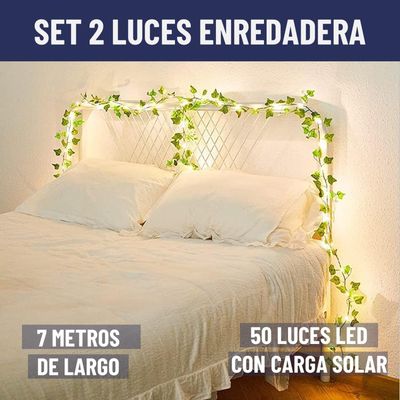 Imagen 2 del producto Guirnalda Luces Led Solar Cortina Hojas Enredadera Set 2 x7m