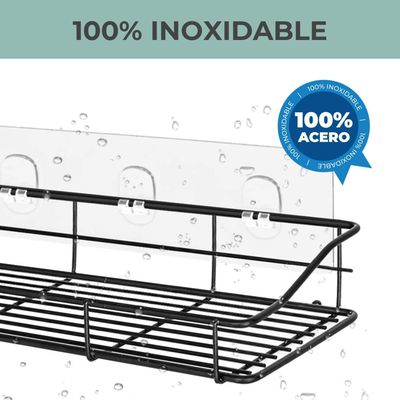 Imagen 2 del producto Organizador De Ducha Set X2 Repisa Baño Adhesivo Inoxidable Black Grey Gris Oscuro